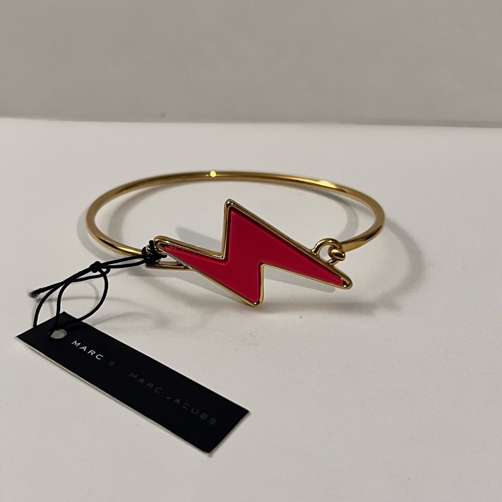Marc Jacobs Pink and Gold Lightning Bolt Bracelet